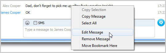 Right-click edit message